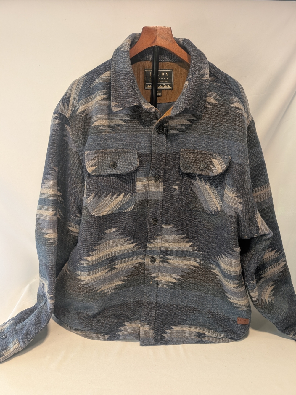 Jachs New York Men's XXL Blue Patterned Medium Weight Western Jacket